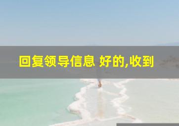 回复领导信息 好的,收到